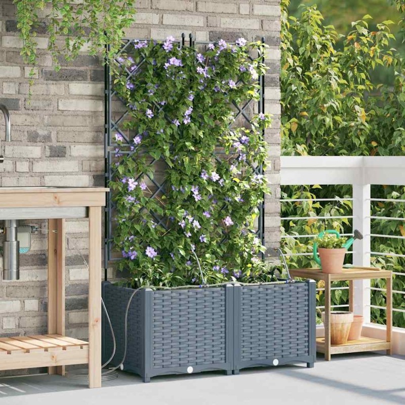 Cache-pot de jardin 2 pcs Gris Clair Plastique 524194524194