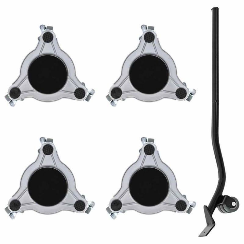 Roulettes pour meubles 4 pièces avec élévateur 19 x 17,5 x 6 cm Acier 1 000 kg 524195524195