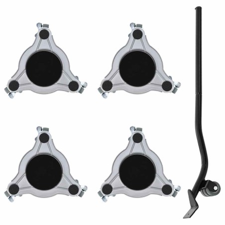Roulettes pour meubles 4 pièces avec élévateur 19 x 17,5 x 6 cm Acier 1 000 kg 524195524195