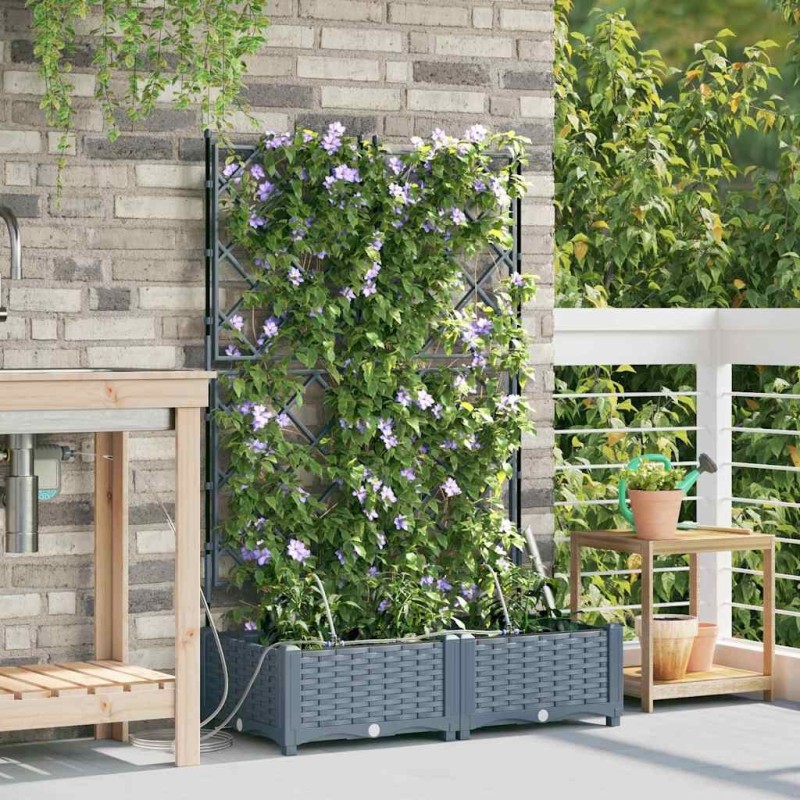 Cache-pot de jardin 2 pcs Gris Clair Plastique 524216524216
