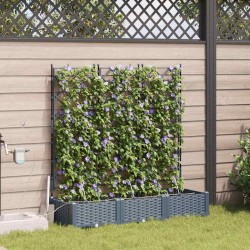 Cache-pot de jardin 3 pcs Gris Clair Plastique 524217524217