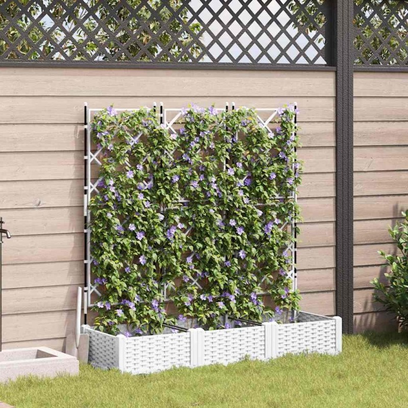 Cache-pot de jardin 3 pcs Blanc 120 x 40 x 125,5 cm Plastique 524221524221