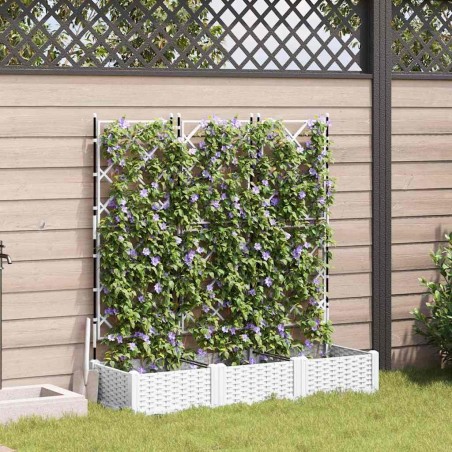 Cache-pot de jardin 3 pcs Blanc 120 x 40 x 125,5 cm Plastique 524221524221