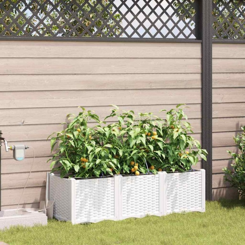 Cache-pot de jardin 3 pcs Blanc Plastique 524224524224