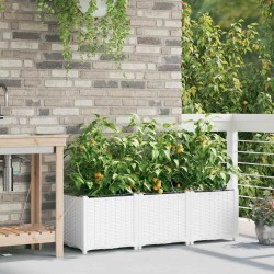 Cache-pot de jardin 3 pcs Blanc Plastique 524224524224