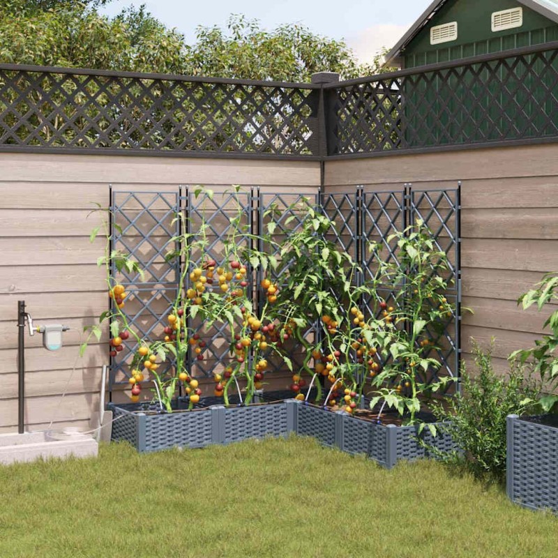 Cache-pot de jardin 5 pcs Gris Clair Plastique 524226524226