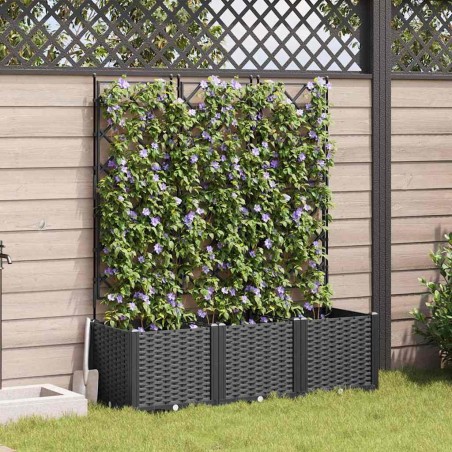 Cache-pot de jardin 3 pcs Noir 120 x 40 x 143 cm Plastique 524230524230