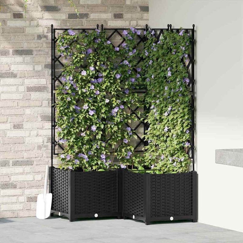 Cache-pot de jardin 3 pcs Noir 80 x 80 x 143 cm Plastique 524233524233