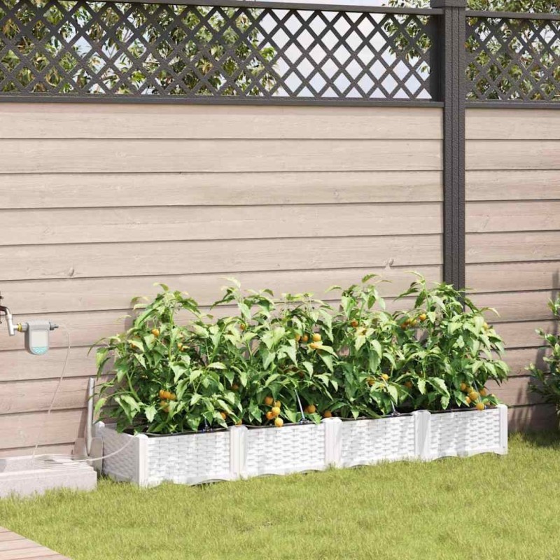 Cache-pot de jardin 4 pcs Blanc Plastique 524235524235