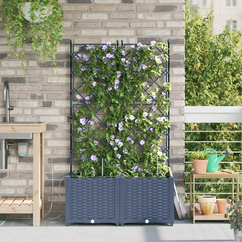 Cache-pot de jardin 2 pcs Gris 80 x 40 x 142 cm Plastique 524236524236