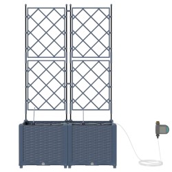Cache-pot de jardin 2 pcs Gris 80 x 40 x 142 cm Plastique 524236524236