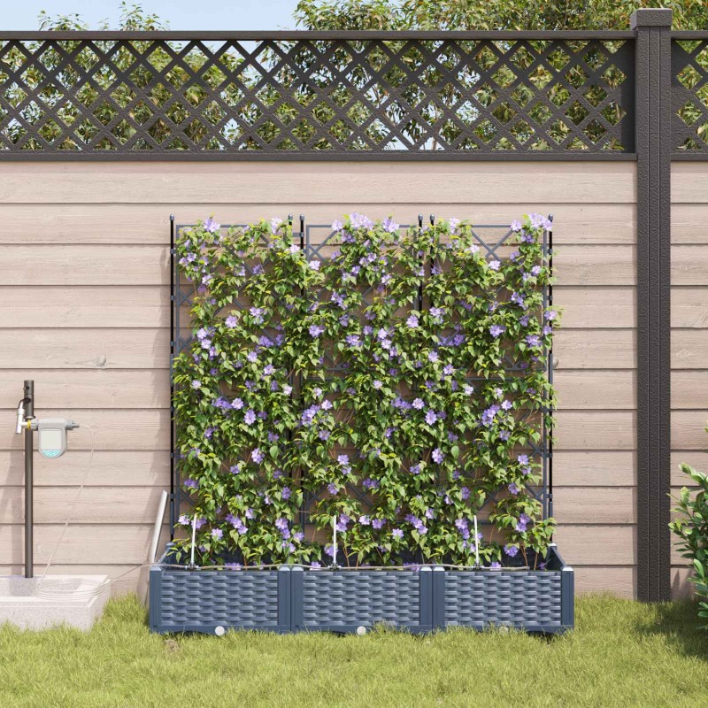 Cache-pot de jardin 3 pcs Gris 120 x 40 x 126 cm Plastique 524237524237