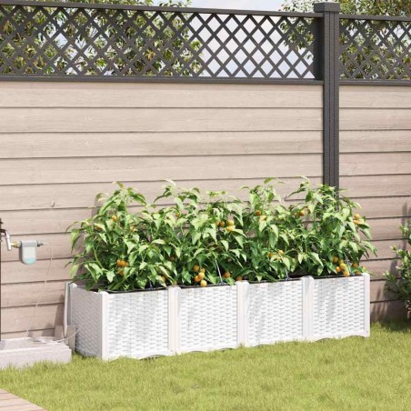 Cache-pot de jardin 4 pcs Blanc Plastique 524238524238