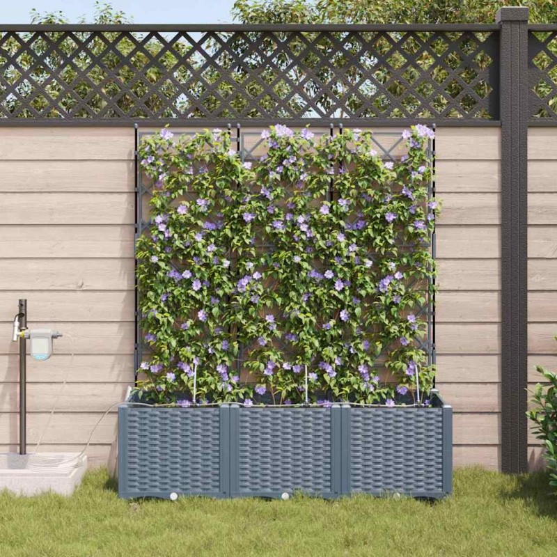 Cache-pot de jardin 3 pcs Gris Clair Plastique 524244524244