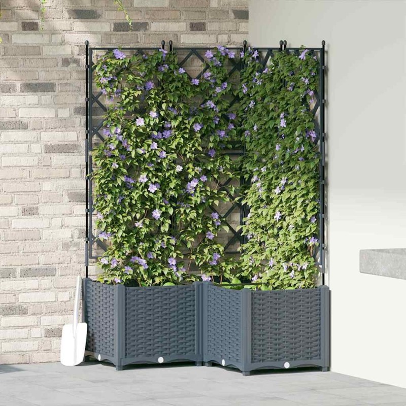 Cache-pot de jardin 3 pcs Gris Clair 80 x 80 x 143 cm Plastique 524250524250