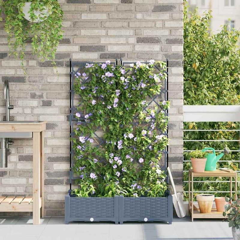 Cache-pot de jardin 2 pcs Gris Clair 80 x 40 x 125,5 cm 524251524251