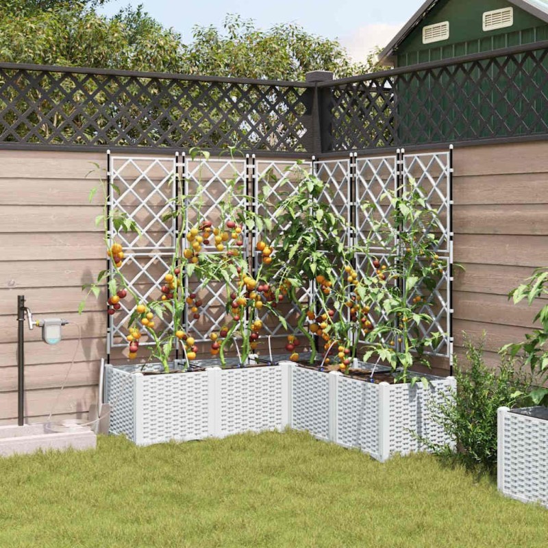 Cache-pot de jardin 5 pcs Blanc Plastique 524253524253