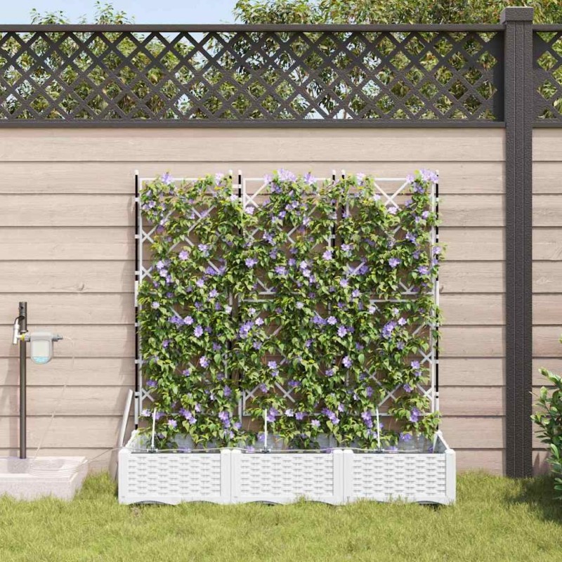Cache-pot de jardin 3 pcs Blanc Plastique 524254524254