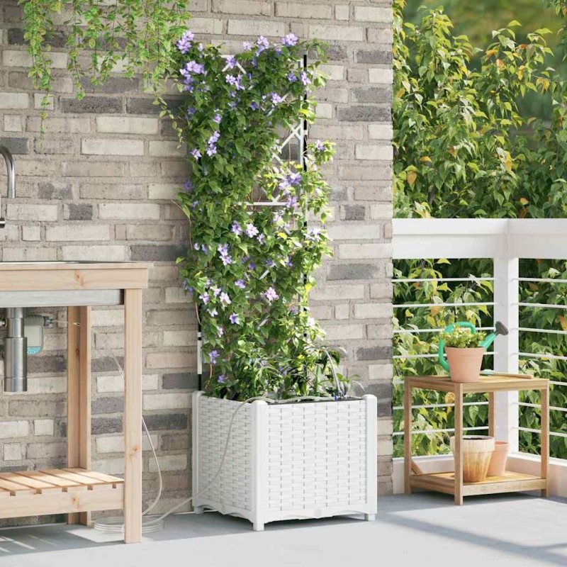 Cache-pot de jardin Blanc 40 x 40 x 142 cm Plastique 524256524256