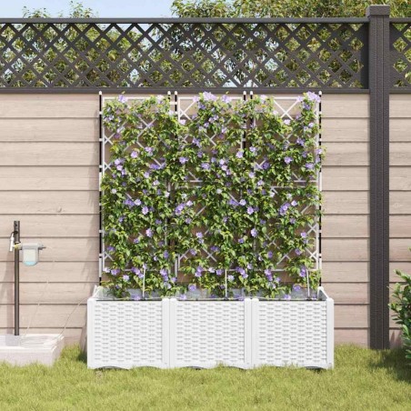 Cache-pot de jardin 3 pcs Blanc Plastique 524257524257