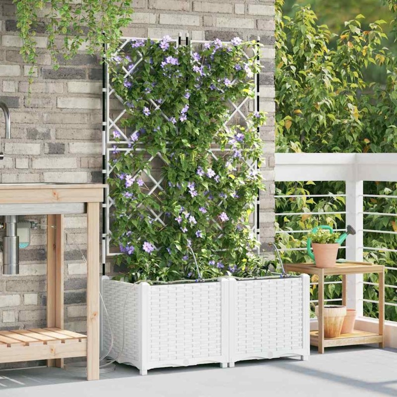 Cache-pot de jardin 2 pcs Blanc Plastique 524258524258