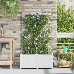 Cache-pot de jardin 2 pcs Blanc Plastique 524258524258