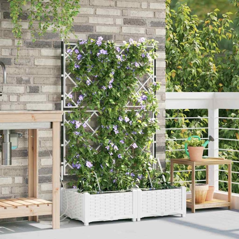 Cache-pot de jardin 2 pcs Blanc Plastique 524260524260