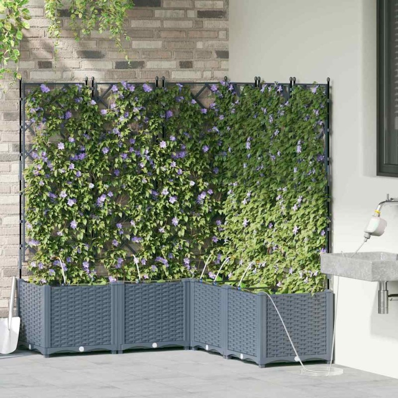 Cache-pot de jardin 5 pcs Gris Clair Plastique 524261524261
