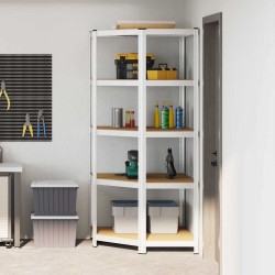 Étagère d'angle Argenté 90 x 90 x 198 cm Bois d'ingénierie 524275524275