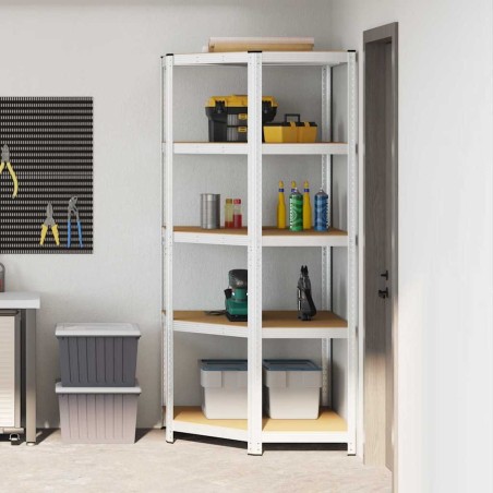 Étagère d'angle Argenté 90 x 90 x 198 cm Bois d'ingénierie 524275524275