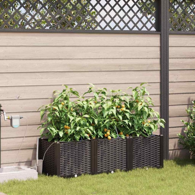 Cache-pot de jardin 3 pcs Marron Plastique 524352524352