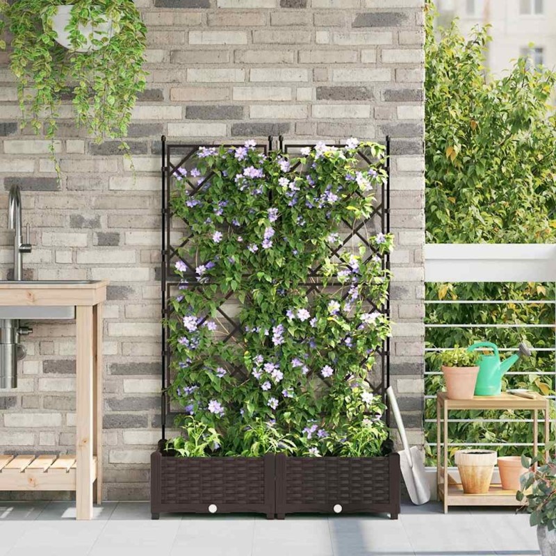 Cache-pot de jardin 2 pcs Marron 80 x 40 x 125,5 cm Plastique 524356524356