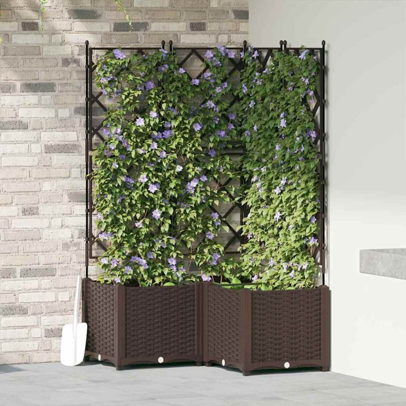 Cache-pot de jardin 3 pcs Marron 80 x 80 x 143 cm Plastique 524357524357