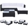 Salon de jardin 5 pcs avec coussins résine tressée noir 524391524391