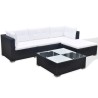 Salon de jardin 5 pcs avec coussins résine tressée noir 524391524391