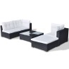 Salon de jardin 5 pcs avec coussins résine tressée noir 524391524391