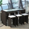 Ensemble de bar de jardin 7 pcs coussins Résine tressée Marron 524392524392
