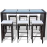 Ensemble de bar de jardin 7 pcs coussins Résine tressée Marron 524392524392