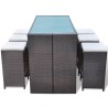 Ensemble de bar de jardin 7 pcs coussins Résine tressée Marron 524392524392