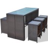 Ensemble de bar de jardin 7 pcs coussins Résine tressée Marron 524392524392
