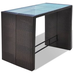 Ensemble de bar de jardin 7 pcs coussins Résine tressée Marron 524392524392