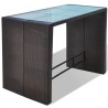 Ensemble de bar de jardin 7 pcs coussins Résine tressée Marron 524392524392