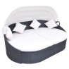 Chaise longue de jardin avec auvent Résine tressée Noir 524452524452