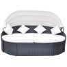 Chaise longue de jardin avec auvent Résine tressée Noir 524452524452