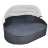 Chaise longue de jardin avec auvent Résine tressée Noir 524452524452
