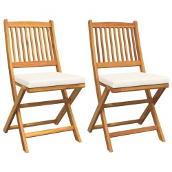 Chaise pliante avec coussin 2 pcs Marron Bois d'acacia massif 524527524527
