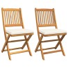 Chaise pliante avec coussin 2 pcs Marron Bois d'acacia massif 524527524527