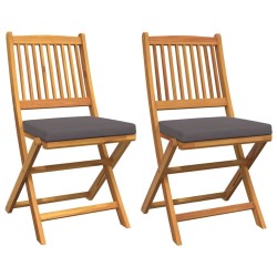 Chaise pliante avec coussin 2 pcs Marron Bois d'acacia massif 524530524530