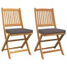Chaise pliante avec coussin 2 pcs Marron Bois d'acacia massif 524530524530