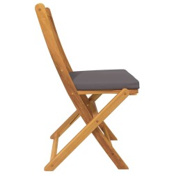 Chaise pliante avec coussin 2 pcs Marron Bois d'acacia massif 524530524530
